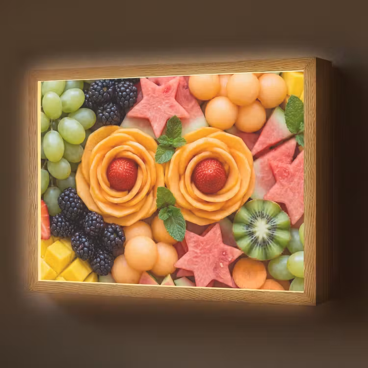 Fruit - Variatie - Kleurrijk - Vers - Eten Light Box met batterij (Wandlamp) middel -z3d_website