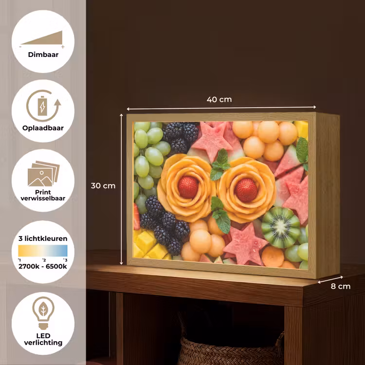 Fruit - Variatie - Kleurrijk - Vers - Eten Light Box met batterij (Wandlamp) middel -USP_websiteoverzichtNL