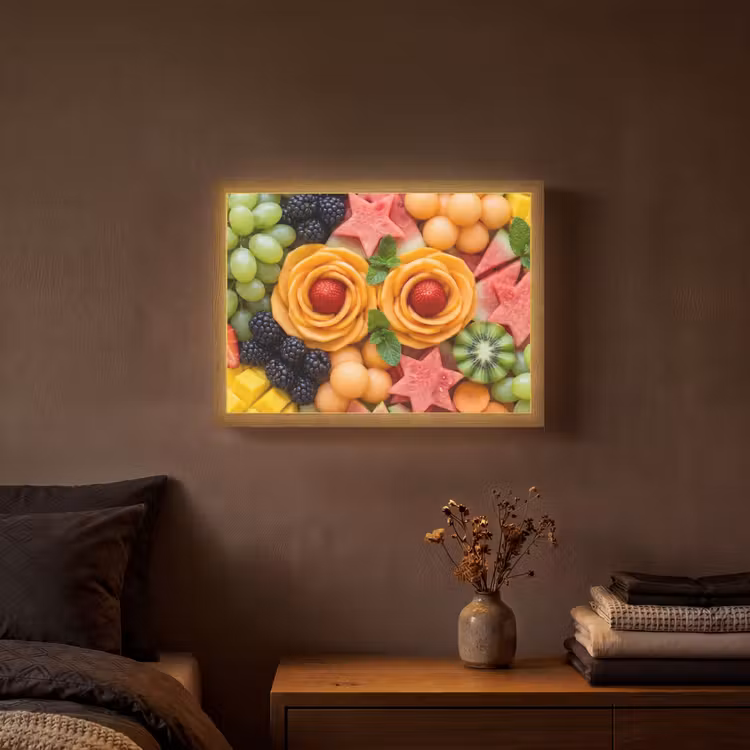Fruit - Variatie - Kleurrijk - Vers - Eten Light Box met batterij (Wandlamp) middel -sfeer4