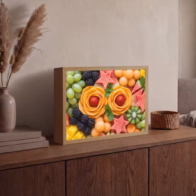 Fruit - Variatie - Kleurrijk - Vers - Eten Light Box met batterij (Wandlamp) middel -sfeer2