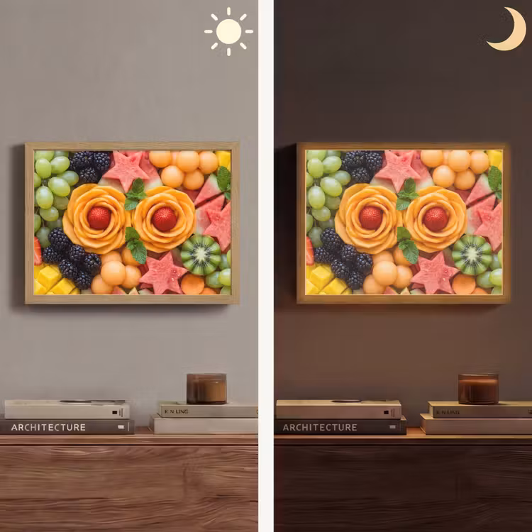 Fruit - Variatie - Kleurrijk - Vers - Eten Light Box met batterij (Wandlamp) middel -sfeer3
