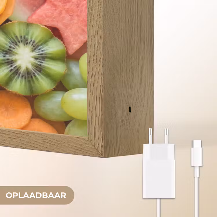 Fruit - Variatie - Kleurrijk - Vers - Eten Light Box met batterij (Wandlamp) middel -USP_websiteoplaadbaarNL