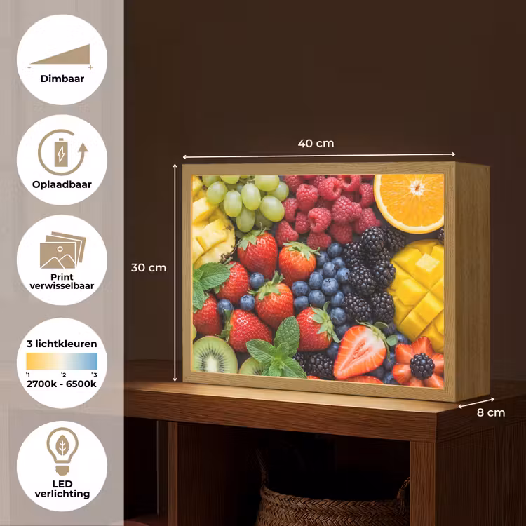 Fruit - Vers - Kleurrijk - Eten Light Box met batterij (Wandlamp) middel -USP_websiteoverzichtNL
