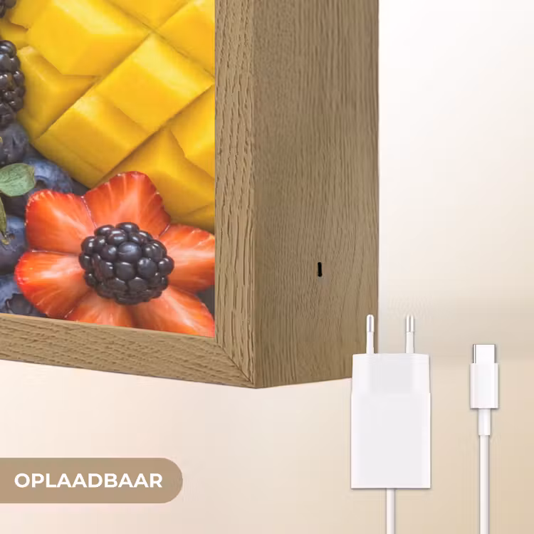 Fruit - Vers - Kleurrijk - Eten Light Box met batterij (Wandlamp) middel -USP_websiteoplaadbaarNL