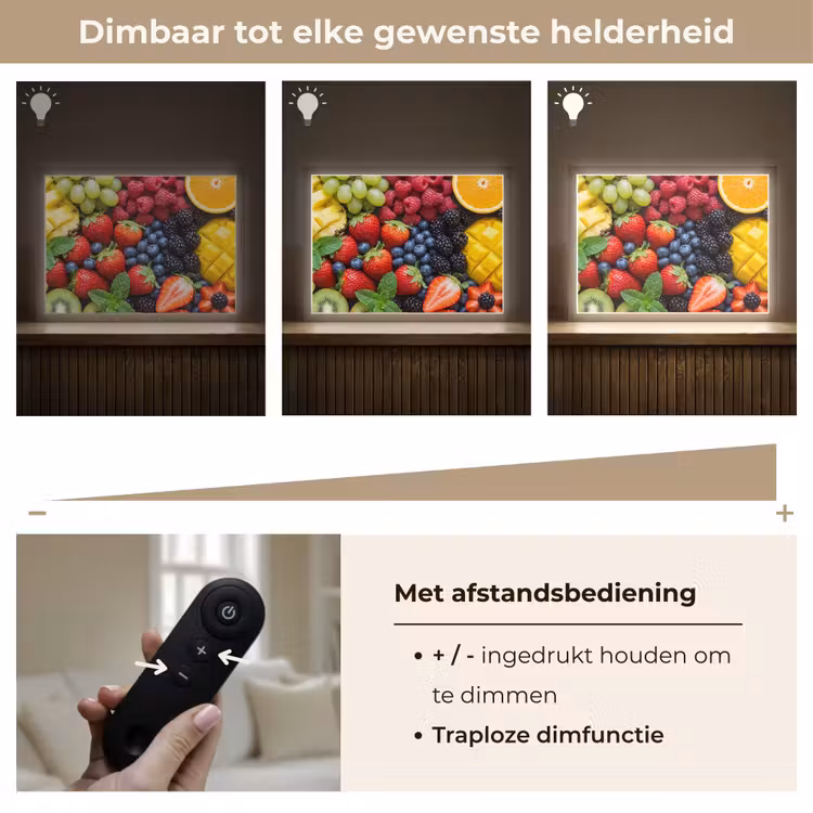 Fruit - Vers - Kleurrijk - Eten Light Box met batterij (Wandlamp) middel -USP_dimbaarNL