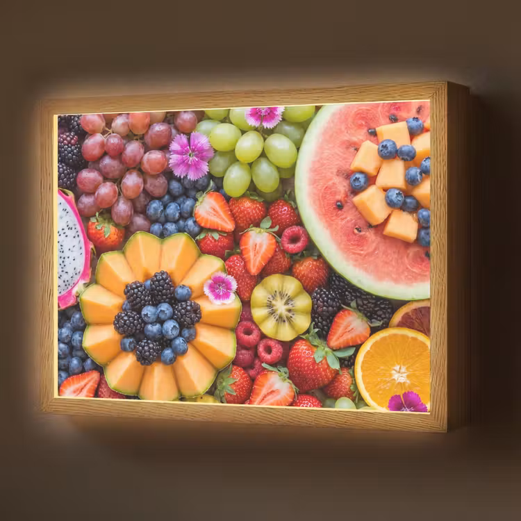 Fruit - Vers - Variatie - Eten - Kleurrijk Light Box met batterij (Wandlamp) middel -z3d_website