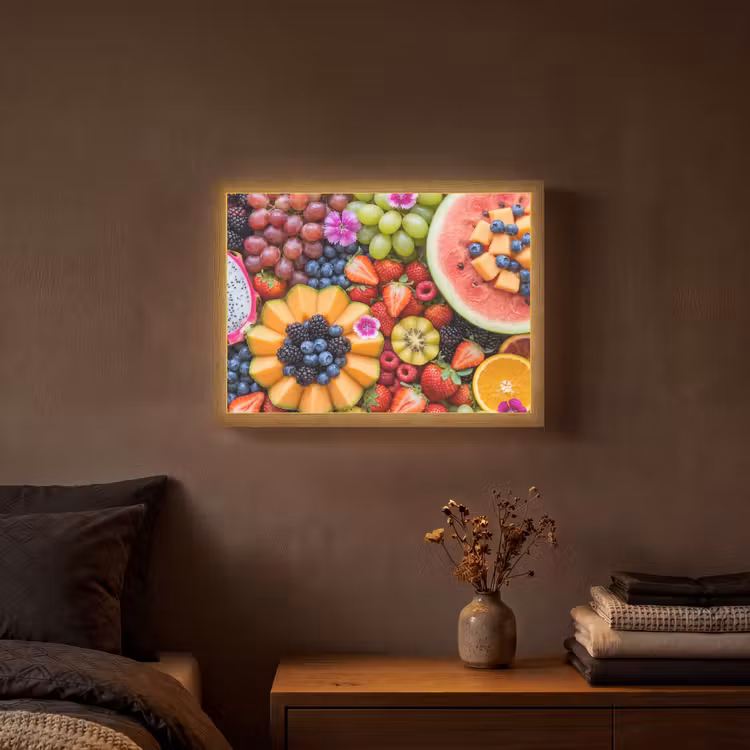 Fruit - Vers - Variatie - Eten - Kleurrijk Light Box met batterij (Wandlamp) middel -sfeer4
