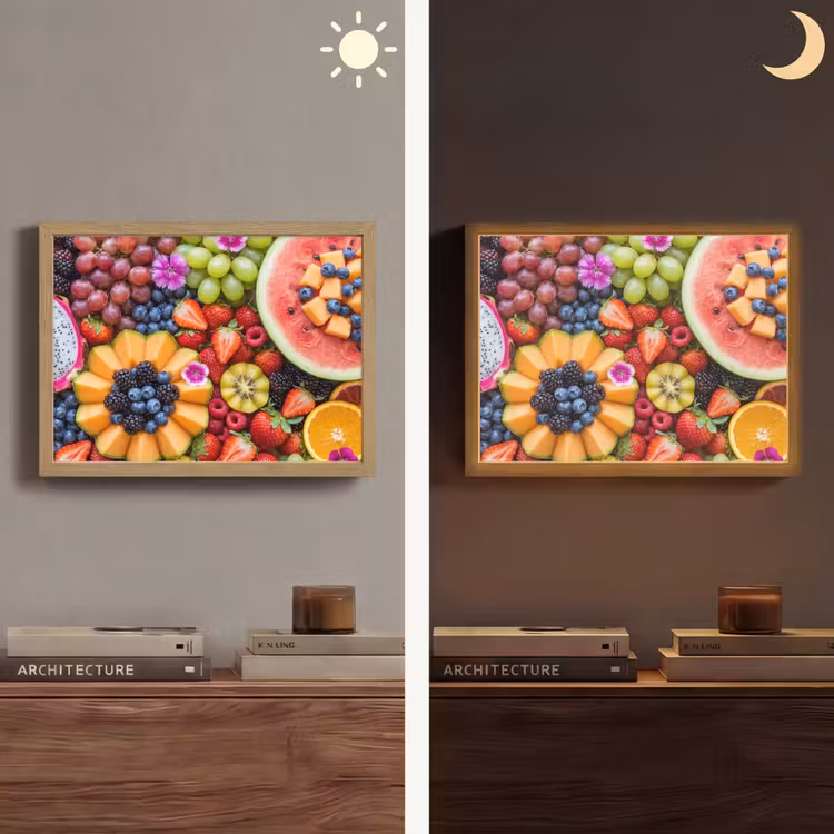 Fruit - Vers - Variatie - Eten - Kleurrijk Light Box met batterij (Wandlamp) middel -sfeer3