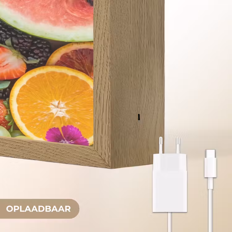 Fruit - Vers - Variatie - Eten - Kleurrijk Light Box met batterij (Wandlamp) middel -USP_websiteoplaadbaarNL