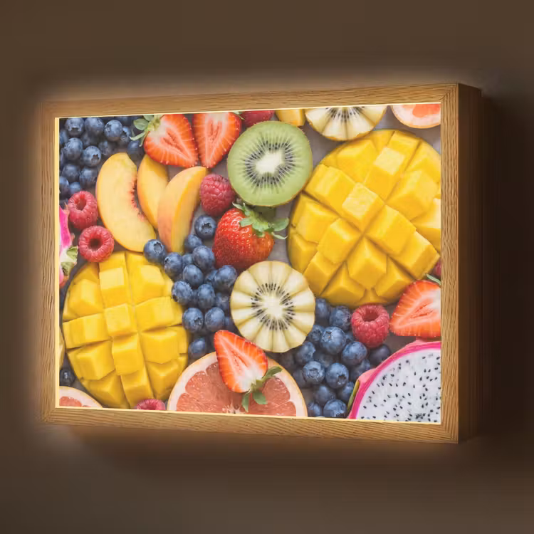 Fruit - Versneden - Kleurrijk - Eten - Gezond Light Box met batterij (Wandlamp) middel -z3d_website