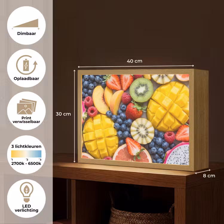 Fruit - Versneden - Kleurrijk - Eten - Gezond Light Box met batterij (Wandlamp) middel -USP_websiteoverzichtNL