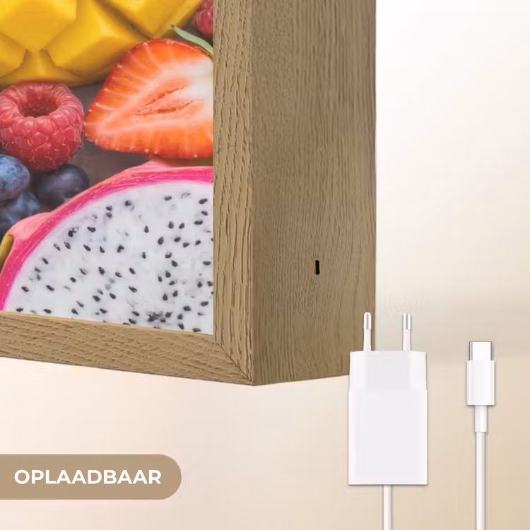Fruit - Versneden - Kleurrijk - Eten - Gezond Light Box met batterij (Wandlamp) middel -USP_websiteoplaadbaarNL