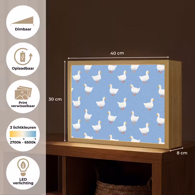 Ganzen - Elegant - Blauw Light Box met batterij (Wandlamp) middel 907 -USP_websiteoverzichtNL