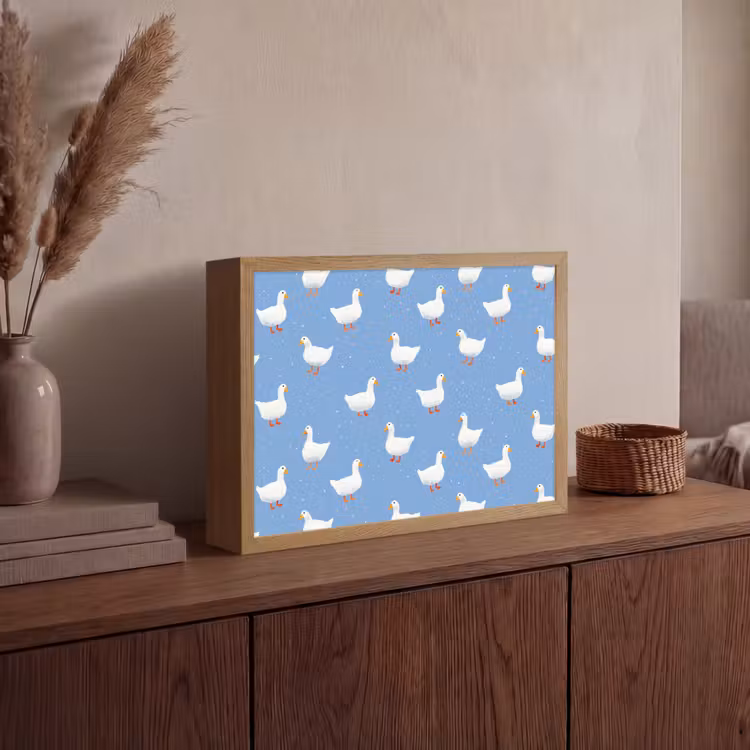 Ganzen - Elegant - Blauw Light Box met batterij (Wandlamp) middel 907 -sfeer2