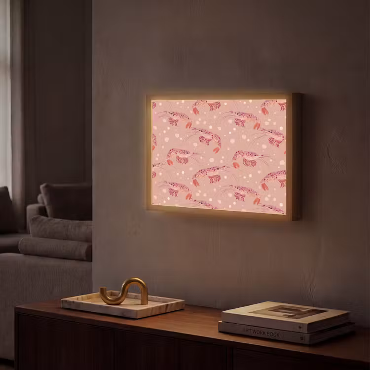 Garnalen - Stippen - Roze Light Box met batterij (Wandlamp) middel 907 -sfeer1