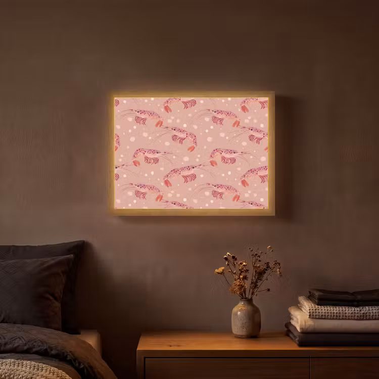 Garnalen - Stippen - Roze Light Box met batterij (Wandlamp) middel 907 -sfeer4