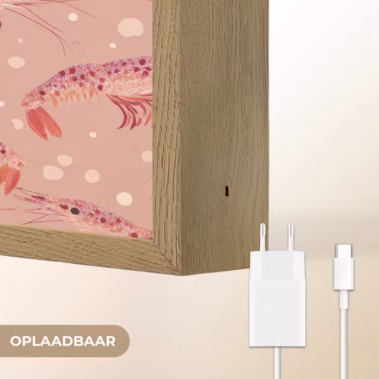 Garnalen - Stippen - Roze Light Box met batterij (Wandlamp) middel 907 -USP_websiteoplaadbaarNL