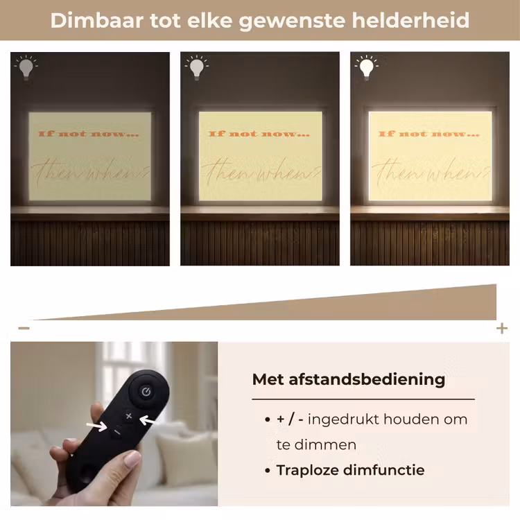 Geel - Oranje - if not now then when Light Box met batterij (Wandlamp) middel -USP_dimbaarNL