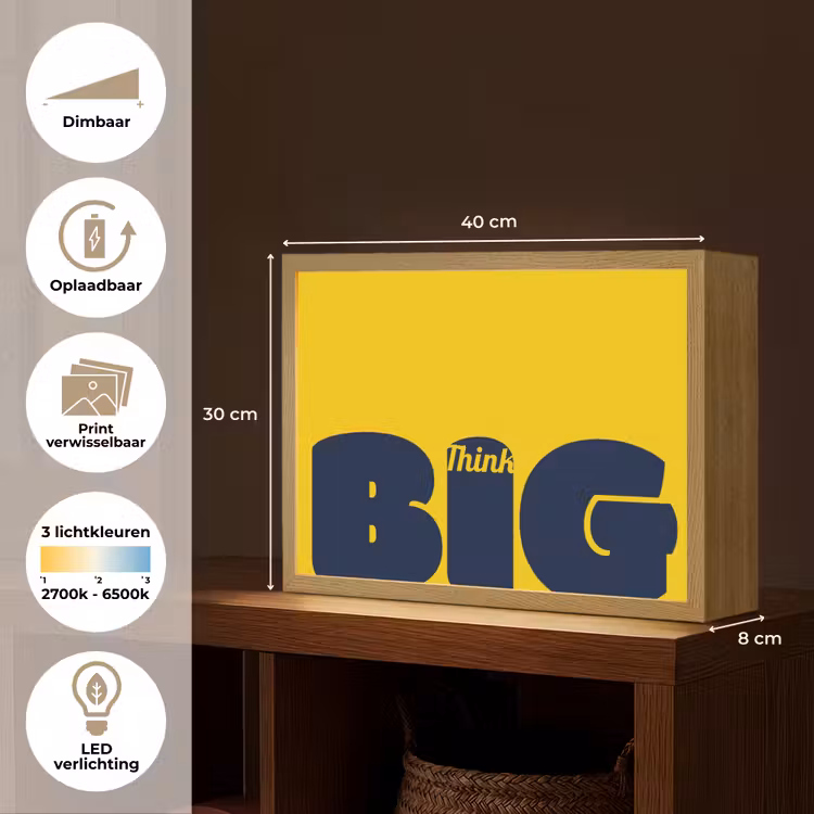 Geel - Think big - Grafisch Light Box met batterij (Wandlamp) middel -USP_websiteoverzichtNL