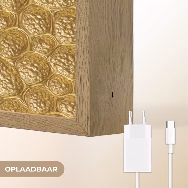 Gehamerd - Mozaïek - Antiek - Goud Light Box met batterij (Wandlamp) middel 907 -USP_websiteoplaadbaarNL