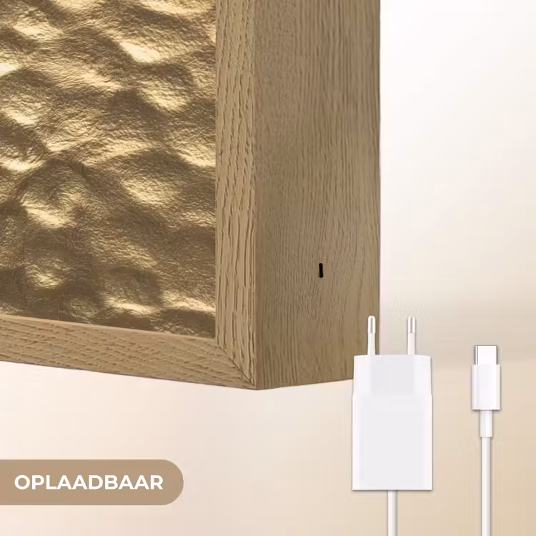 Gehamerd - Reliëf - Textuur - Bronsgoud Light Box met batterij (Wandlamp) middel 907 -USP_websiteoplaadbaarNL