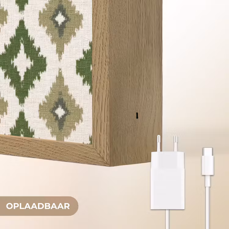 Geografisch - Ruitmotief - Groen Light Box met batterij (Wandlamp) middel 907 -USP_websiteoplaadbaarNL