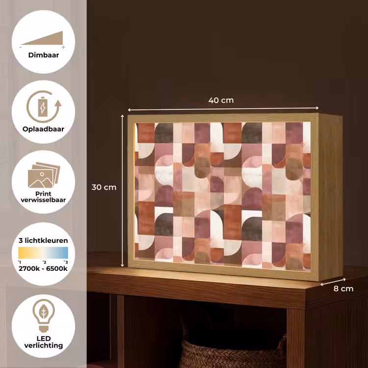 Geometrie - Modern - Retro Light Box met batterij (Wandlamp) middel 907 -USP_websiteoverzichtNL