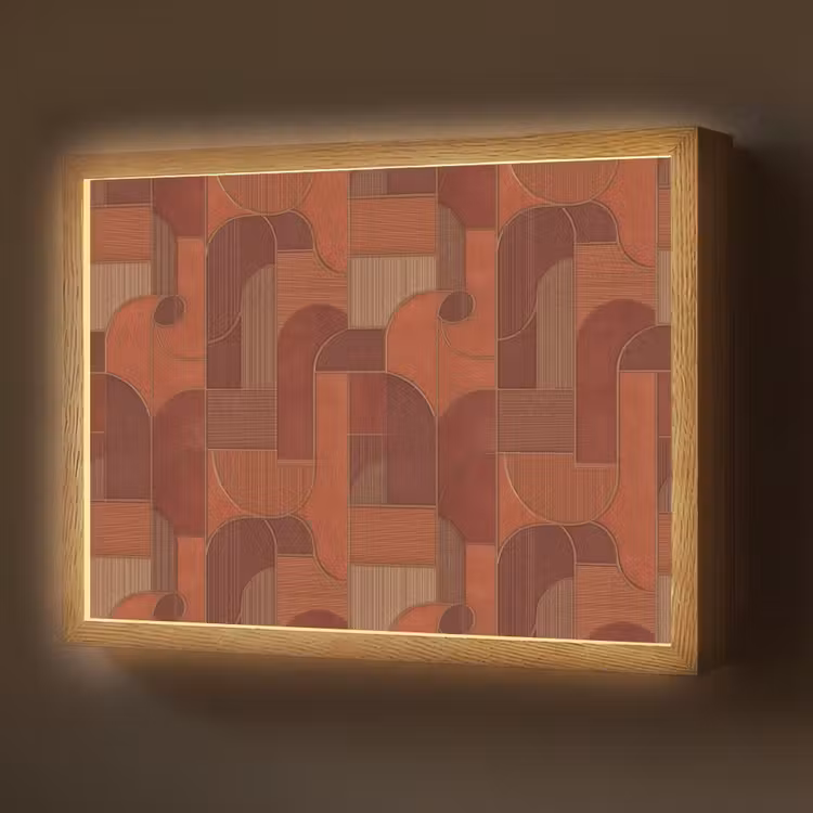 Geometrisch - Abstract - Textuur - Bruin Light Box met batterij (Wandlamp) middel 907 -z3d_website