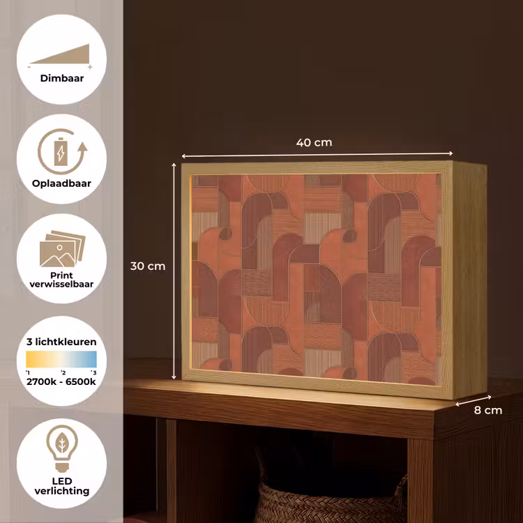 Geometrisch - Abstract - Textuur - Bruin Light Box met batterij (Wandlamp) middel 907 -USP_websiteoverzichtNL