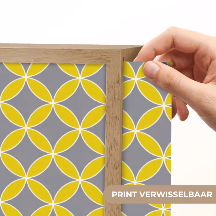 Geometrisch - Cirkels - Modern - Grijs - Geel Light Box met batterij (Wandlamp) middel 907 -USP_websiteprintNL