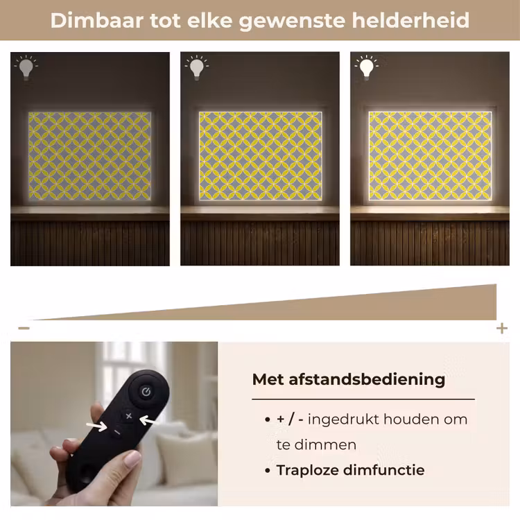 Geometrisch - Cirkels - Modern - Grijs - Geel Light Box met batterij (Wandlamp) middel 907 -USP_dimbaarNL
