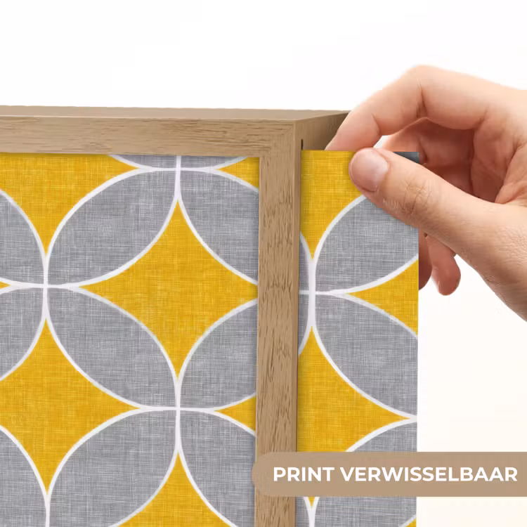Geometrisch - Cirkels - Textuur - Grijs - Geel Light Box met batterij (Wandlamp) middel 907 -USP_websiteprintNL
