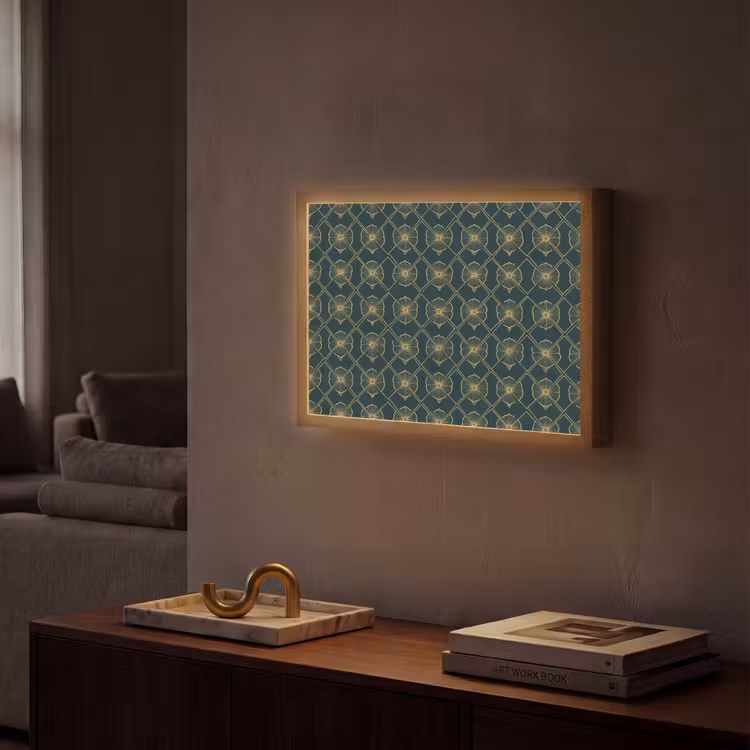 Geometrisch - Elegant - Groen Light Box met batterij (Wandlamp) middel 907 -sfeer1