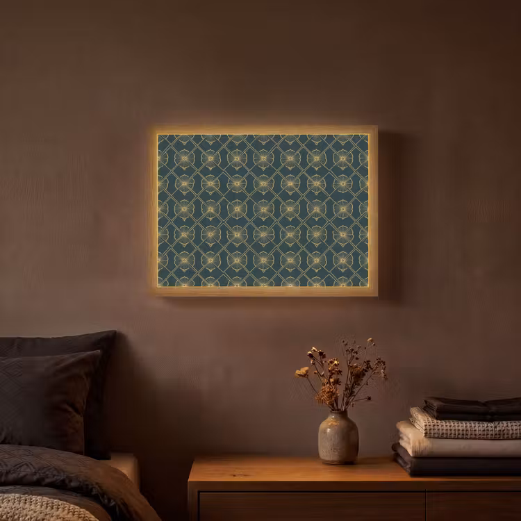Geometrisch - Elegant - Groen Light Box met batterij (Wandlamp) middel 907 -sfeer4