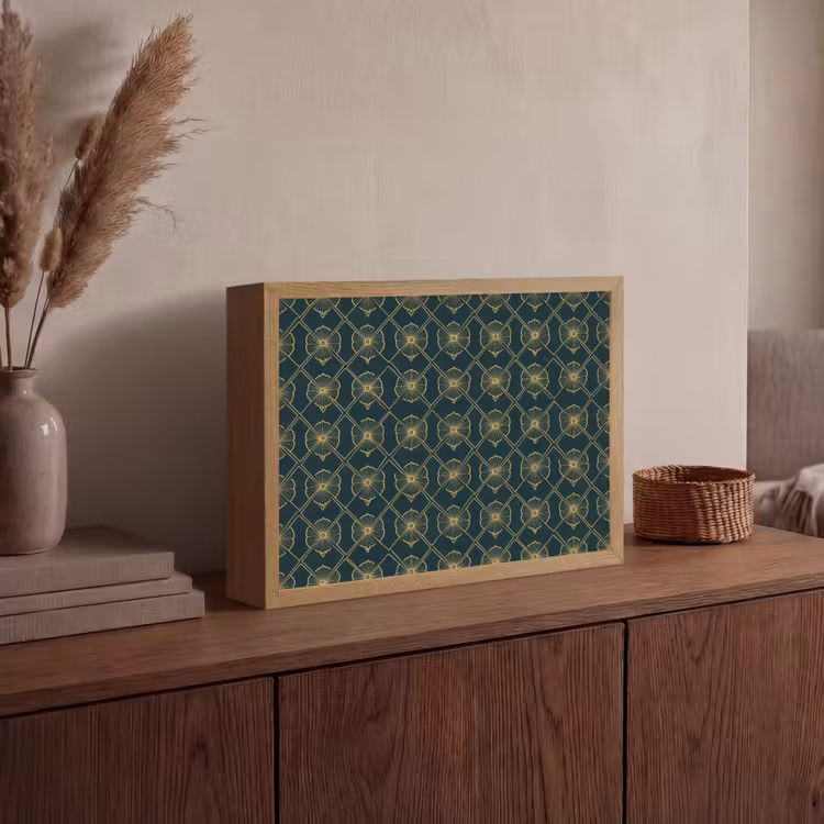 Geometrisch - Elegant - Groen Light Box met batterij (Wandlamp) middel 907 -sfeer2