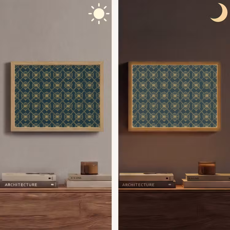 Geometrisch - Elegant - Groen Light Box met batterij (Wandlamp) middel 907 -sfeer3