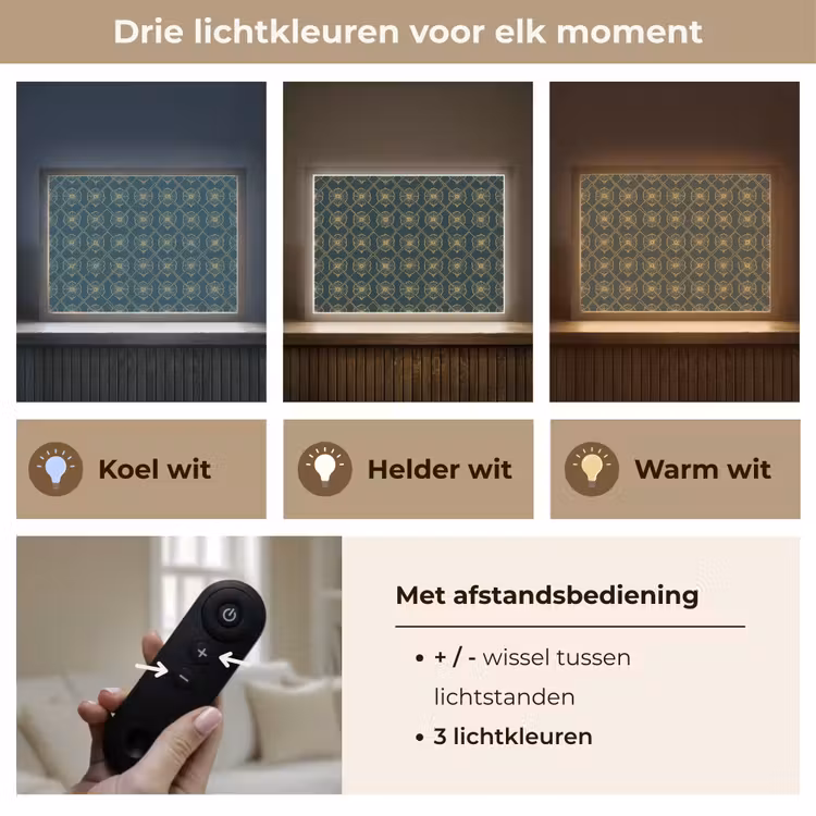 Geometrisch - Elegant - Groen Light Box met batterij (Wandlamp) middel 907 -USP_lichtkleurNL