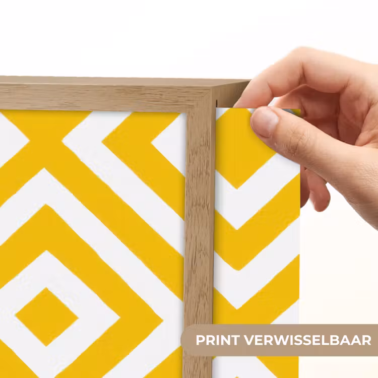 Geometrisch - Lijnen - Modern - Geel - Wit Light Box met batterij (Wandlamp) middel 907 -USP_websiteprintNL