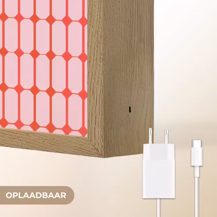 Geometrisch - Minimalistisch - Rood - Roze Light Box met batterij (Wandlamp) middel 907 -USP_websiteoplaadbaarNL