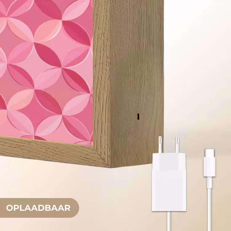 Geometrisch - Mozaïek - Modern - Roze Light Box met batterij (Wandlamp) middel 907 -USP_websiteoplaadbaarNL