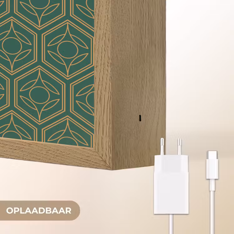 Geometrisch - Patroon - Groen Light Box met batterij (Wandlamp) middel 907 -USP_websiteoplaadbaarNL