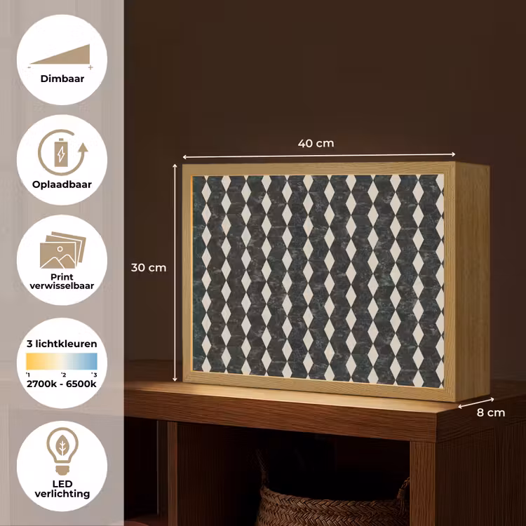Geometrisch - Patroon - Marmer - Groen Light Box met batterij (Wandlamp) middel 907 -USP_websiteoverzichtNL