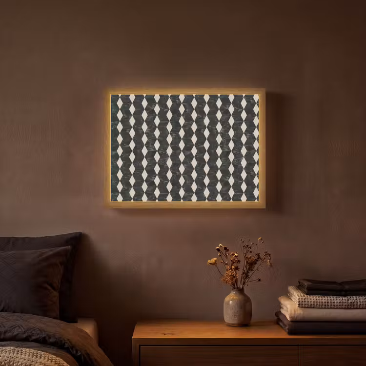 Geometrisch - Patroon - Marmer - Groen Light Box met batterij (Wandlamp) middel 907 -sfeer4