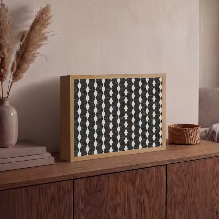 Geometrisch - Patroon - Marmer - Groen Light Box met batterij (Wandlamp) middel 907 -sfeer2