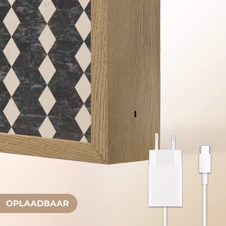 Geometrisch - Patroon - Marmer - Groen Light Box met batterij (Wandlamp) middel 907 -USP_websiteoplaadbaarNL