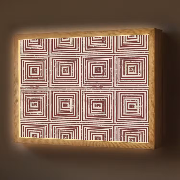 Geometrisch - Patroon - Rood Light Box met batterij (Wandlamp) middel 907 -z3d_website