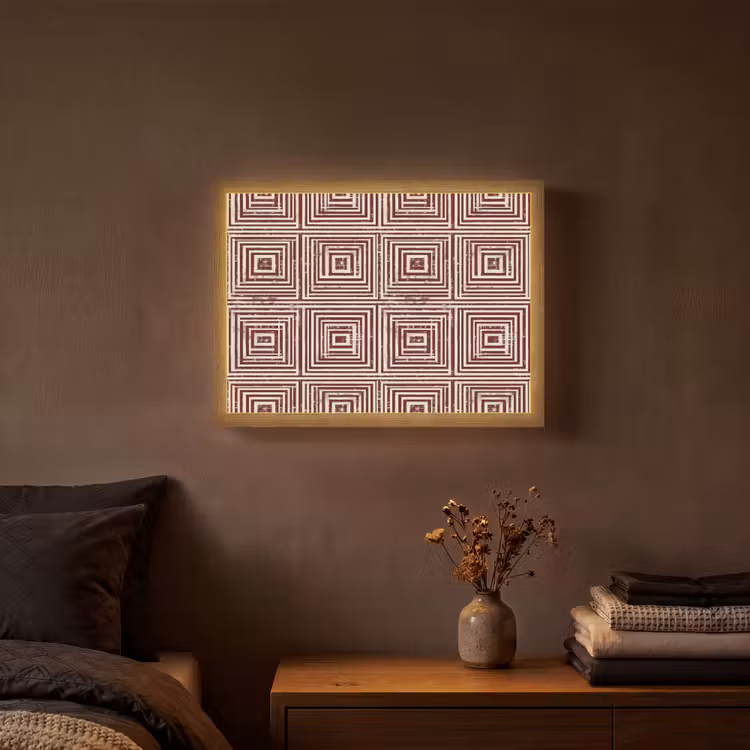 Geometrisch - Patroon - Rood Light Box met batterij (Wandlamp) middel 907 -sfeer4