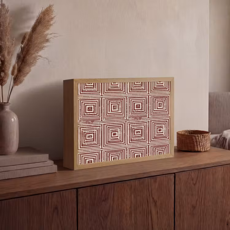 Geometrisch - Patroon - Rood Light Box met batterij (Wandlamp) middel 907 -sfeer2