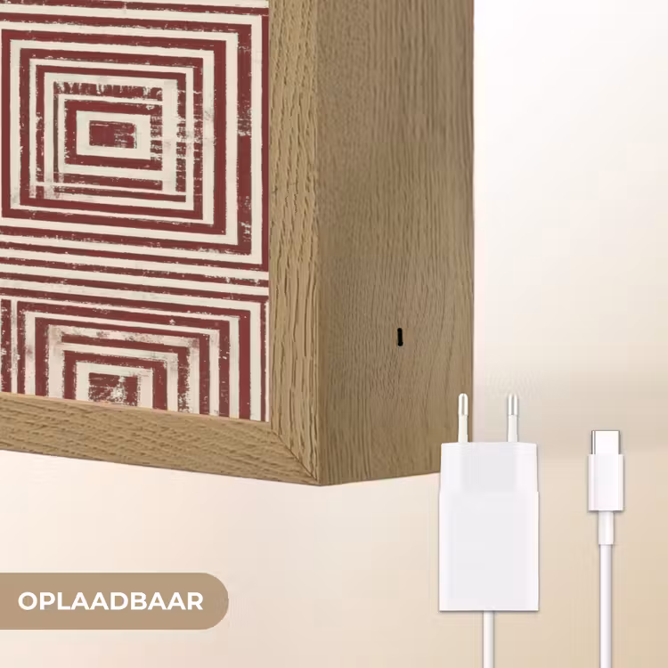 Geometrisch - Patroon - Rood Light Box met batterij (Wandlamp) middel 907 -USP_websiteoplaadbaarNL