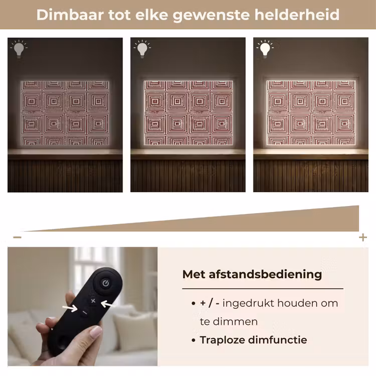 Geometrisch - Patroon - Rood Light Box met batterij (Wandlamp) middel 907 -USP_dimbaarNL